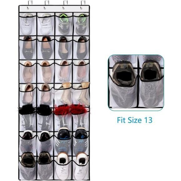 REGELOGO Over Door Shoe Organizer 28 Pocket Hanging Rack Closet Storage - Picture 4 of 7